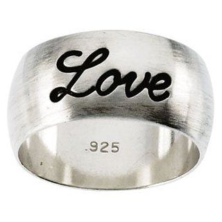 Antiqued Half Round Love Ring Sterling Silver Size 06.00;P;Antiqued