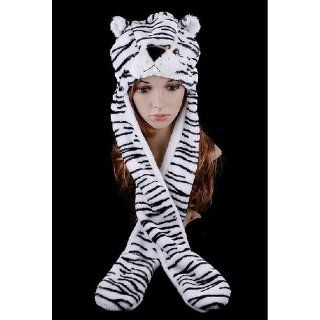 White Tiger Animal Hat, Full Hood: Clothing