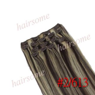  Clip in Straight Remy Human Hair Extensions 2 613 Brown Blonde 70g HSM