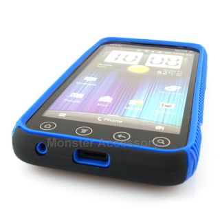 Aqua Blue Dual Flex Hard Case Gel Cover for HTC EVO V 4G Virgin Mobile