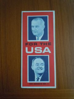 Vintage Democratic Pamplet Lyndon B Johnson and Hubert Humphrey