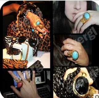  Jewelry New Europe Style Big Stone Gold Stone Ring 3 Color