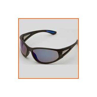 ERBan Safety Glasses, Black Frame, Blue Mirror Lens, Wraparound Style
