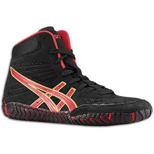 ASICS® Aggressor   Mens   Wrestling   Shoes   Black/Red/Gold