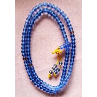 108 Blue Crystal Beads Tibet Buddhist Prayer Mala Necklace