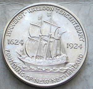 1924 Huguenot Commemorative Silver Half Gem BU