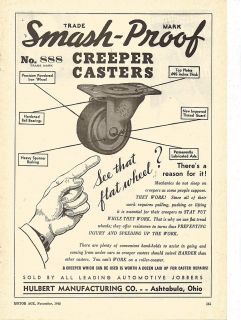 Hulbert Smash Proof Creeper Casters Ad from 1948