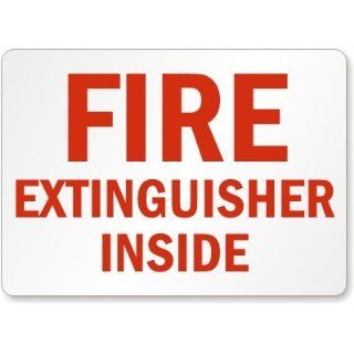 Fire Extinguisher Inside (red on white) Label, 7 x 5