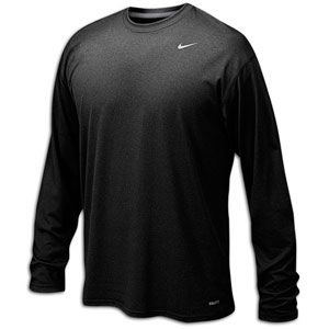 Nike Team Legend Long Sleeve Poly Top   Mens   Black/Matte Silver