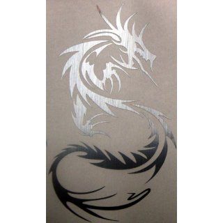 Tribal dragon Brushed chrome die cut decal / sticker  