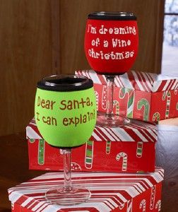 Humorous Woozie Holiday Wine Glass Koozies Dear Santa I Can Explain