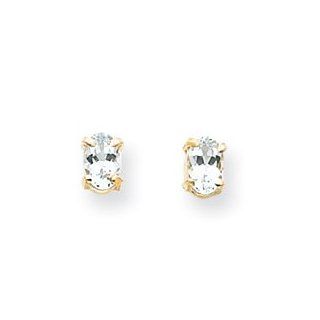 14k 6x4 Oval March/Aquamarine Post Earrings XBE15 Jewelry