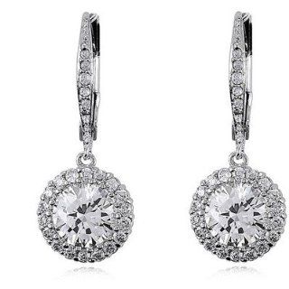 Round Cubic Zirconia Drop Dangle Earrings: Jewelry: 