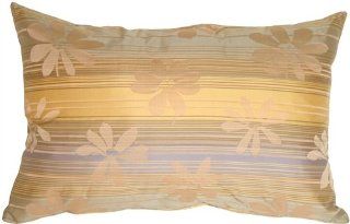 Pillow Decor   Beige Floral on Stripes Rectangular