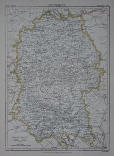 1888 Shire Map Wiltshire England Salisbury Hungerford