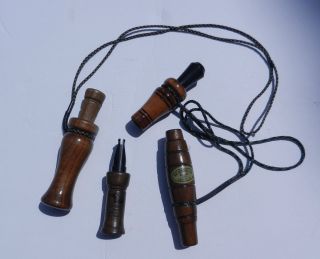Four 4 Vintage hunting calls 3 Duck and 1 Crow call Sure Shot Groves