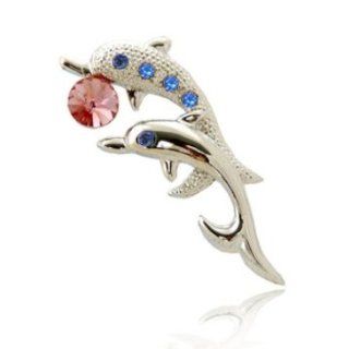 Adorable 2 Dolphins Pin Brooch 