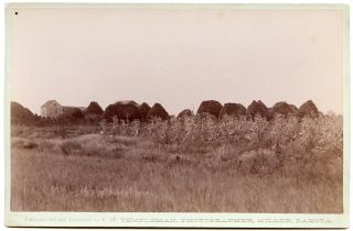  cabinet card photo of a Dakota Territory prairie scene of sod huts