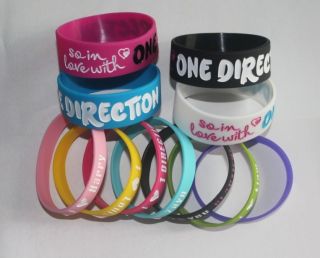  Silicone Wristband Bracelet I Love 1 Direction Fans Rubber