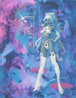 Mike Hoffman Original Art Squid Girl in Space 2008 NM 16 x 20 Canvas