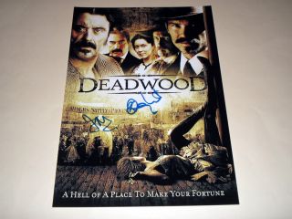 Deadwood CASTX2 PP Signed 12x8 Poster Ian McShane