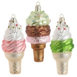 Ice Cream Cone Christmas Ornament Set of 3 New RAZ Candy Wonderland CW