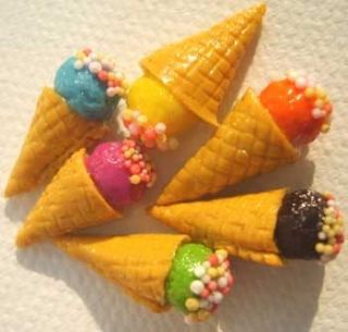 20 Mixed Miniature Ice Cream Cones Food Dollhouse