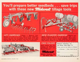 1966 Ad Midwest Tillage Tools Harro Planter Agriculture Farm Equipment