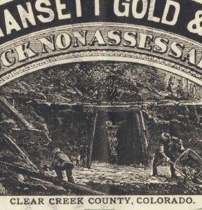 Stock Narragansett Gold Silver Mining Co Idaho Springs Colorado