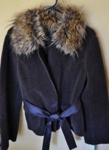 Womens Jacket Coat by Ideology Faux Fur Collar Size L