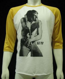 Iggy Pop The Stooges Punk Rock Vintage re Printed Jersey T Shirt Mens