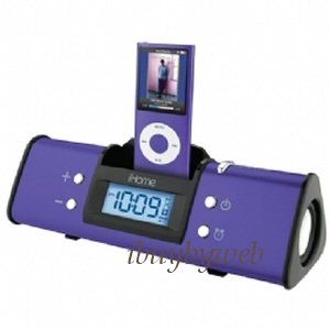 iHome IH16UXC Portable Stereo Alarm Clock iPod Dock Speaker Purple New