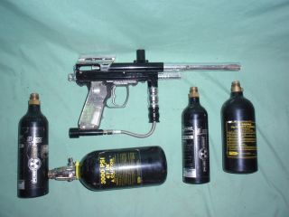 Spyder Imagine ESP paintball marker gun with 4 Co2 cylinders no