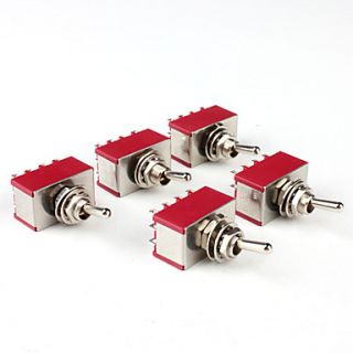 Electrical DIY Power Control 12 Pin Toggle Switch Red Silver (5 Piece