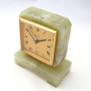 Stunning Imhof 8 Days Desk Clock 1950s Genuine Onyx Brass Mint