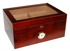 The Milano Glass Top 75 100 Cigar Humidor in Cherry