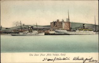 Vallejo CA Starr Flour Mills Ships c1910 Postcard