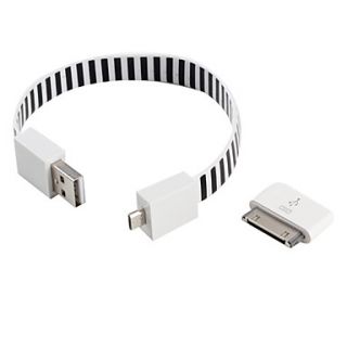 EUR € 8.91   Zebra Stripe USB a 30 Pin Cable USB Micro para iPhone y