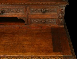 Antique French Renaissance Hunting Desk Carved Lions