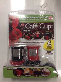 CAFE CUP the reusable single coffee cup pod 4 pack 2Red 2Black As Seen
