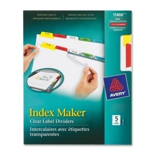 AVERY Index Maker Clear Label Dividers MultiColor Tabs, 5 Tab, 2 Sets