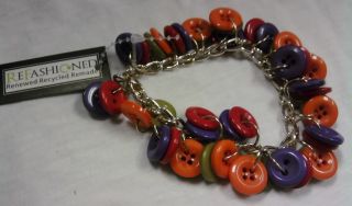 Refashioned Recycled Renewable Dangle Button Bracelets