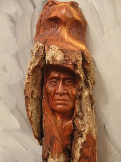 Wood Carving Wood Spirit Native American Indian Flight
