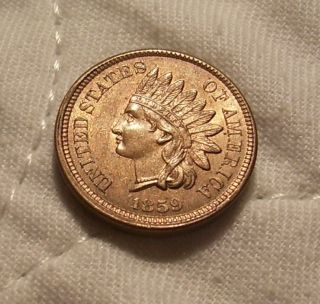 1859 Indian Head Cent Attractive Full Luster Smooth Surfaces Bold PQ