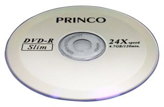 DVD R 24x Slim White Princo Logo Printed Blank Media Discs 3600pcs (5