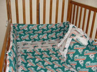New Custom NFL 6pc Miami Dolphins Nursery Crib Set