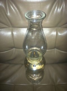Vintage Flat WIC Oil Lamp with All Original Parts and Glass Shade