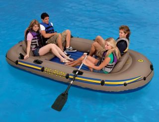 New Intex Excursion 4 Inflatable River Lake Raft Set