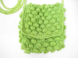 Inge Christopher Green Crochet Small Shoulder Handbag