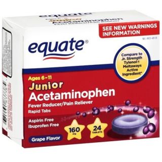 Junior Acetaminophen 160 MG Meltaways 24 Tablets Equate
